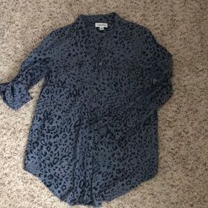 Calvin Klein Navy Blue Leopard Print Shirt